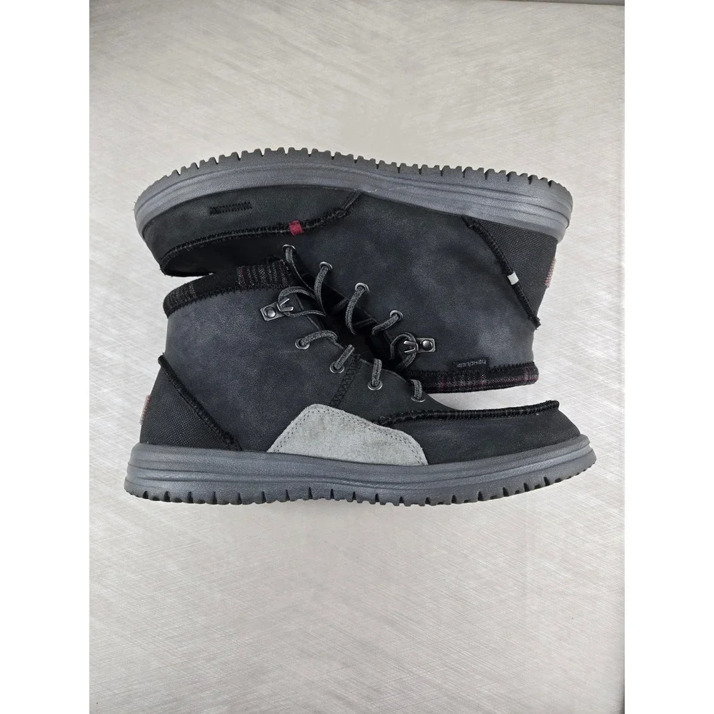 Hey Dude Scott Grip Mens Black Grey Flannel Lined Water Resistant Boots SIZE 10